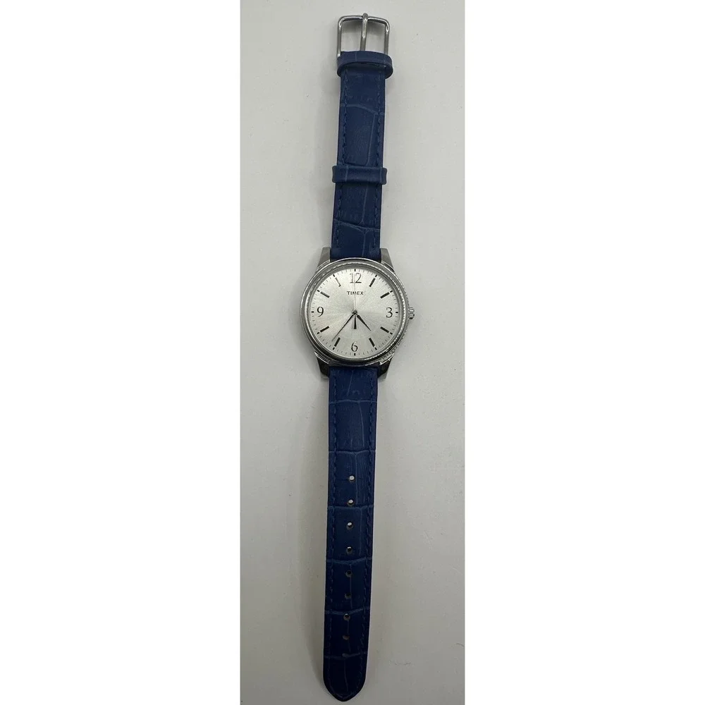 Timex Dark Blue Croco Patterned Ladies Watch‎ T2P093 New Battery 35MM 8